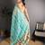 skyblue color premium cotton blend flower-peacock printed sarees