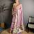 pink color premium cotton blend flower-peacock printed sarees