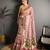 peach color premium cotton blend flower-peacock printed sarees