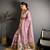pink color premium cotton blend flower-peacock printed sarees