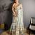grey color premium cotton blend flower-peacock printed sarees