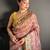 peach color premium cotton blend flower-peacock printed sarees