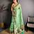 green color premium cotton blend flower-peacock printed sarees
