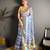 blue color premium cotton blend flower-peacock printed sarees