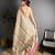 beige color premium cotton blend flower-peacock printed sarees