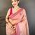 pink color muga cotton blend woven with flower printed saree