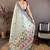 skyblue color muga cotton blend woven with flower printed saree