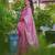 pink color kanchipuram silk blend zari weaving saree with blouse piece