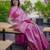 pink color kanchipuram silk blend zari weaving saree with blouse piece