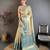chiku-skyblue color kanchipuram silk blend flower zari woven saree with blouse