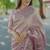 lavender color kanchipuram silk blend zari weaving saree with blouse piece