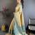 chiku-skyblue color kanchipuram silk blend flower zari woven saree with blouse