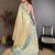 chiku-skyblue color kanchipuram silk blend flower zari woven saree with blouse