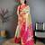 chiku-rani color kanchipuram silk blend flower zari woven saree with blouse