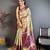 chiku-purple color kanchipuram silk blend flower zari woven saree with blouse
