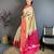 chiku-rani color kanchipuram silk blend flower zari woven saree with blouse