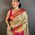 chiku-rani color kanchipuram silk blend flower zari woven saree with blouse