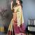 chiku-purple color kanchipuram silk blend flower zari woven saree with blouse