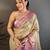 chiku-pink color kanchipuram silk blend flower zari woven saree with blouse