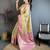 chiku-pink color kanchipuram silk blend flower zari woven saree with blouse