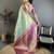 sky blue color kanjivaram silk blend flower zari woven saree with blouse