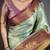 sky blue color kanjivaram silk blend flower zari woven saree with blouse