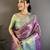 purple color kanjivaram silk blend flower zari woven saree with blouse