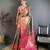 black -pink color kanjivaram silk blend flower zari woven saree with blouse