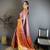 levender color kanjivaram silk blend flower zari woven saree with blouse