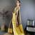 black -yellow color kanjivaram silk blend flower zari woven saree with blouse