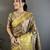 black -yellow color kanjivaram silk blend flower zari woven saree with blouse