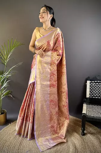 red color kanjivaram silk blend jacquard zari woven sarees