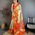 chiku-red color kanchipuram silk blend flower zari woven saree with blouse
