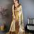 chiku-brown color kanchipuram silk blend flower zari woven saree with blouse