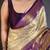 chiku-blue color kanchipuram silk blend flower zari woven saree with blouse