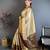 chiku-brown color kanchipuram silk blend flower zari woven saree with blouse