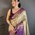 chiku-blue color kanchipuram silk blend flower zari woven saree with blouse