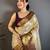 chiku-brown color kanchipuram silk blend flower zari woven saree with blouse