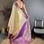 chiku-blue color kanchipuram silk blend flower zari woven saree with blouse