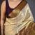 chiku-brown color kanchipuram silk blend flower zari woven saree with blouse
