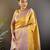 mustard color kanjivaram silk blend jacquard zari woven sarees