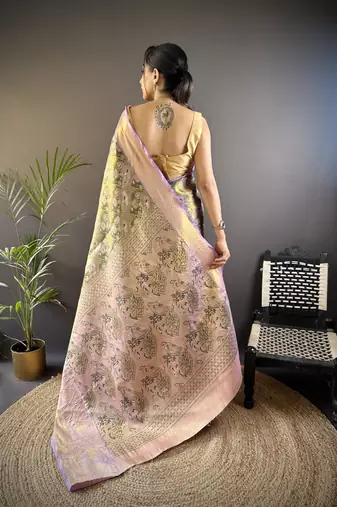 mehendi color kanjivaram silk blend jacquard zari woven sarees