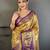 yellow color kanjivaram silk blend zari weaving saree with blouse 
