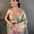 skyblue color kanjivaram silk blend zari weaving saree with blouse 