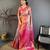 pink color kanjivaram silk blend zari weaving saree with blouse 