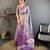 blue color kanjivaram silk blend zari weaving saree with blouse 