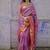 purple color kanjivaram silk blend zari woven wedding saree with blouse