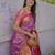purple color kanjivaram silk blend zari woven wedding saree with blouse