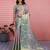 skyblue color kanchipuram silk blend zari weaving saree with blouse piece