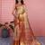 red color kanchipuram silk blend zari weaving saree with blouse piece